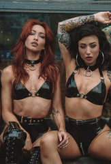 Zipper High Waist Thong EU - Black & Gold -Ready to Ship