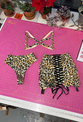 Bettie Leopard Lace Up Suspender