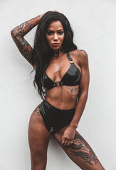 Zipper High Waist Thong - Black - Ready to Ship