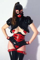Webbed Corset Belt - Red + Silver M / UK12 / 27"
