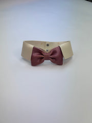 Bow Tie Collar White + Dusky Pink Glitter S - SAMPLE SALE