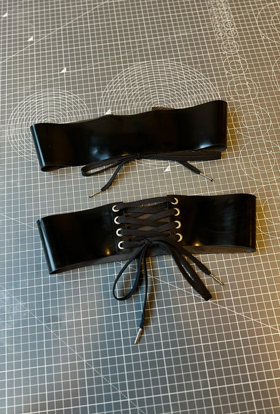 Lace Up Garters - Black/Silver - XS - Ready to Ship