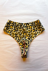 Leopard Zipper High Waist Thong - Red and Gold Zipper - XL - Ready to Ship