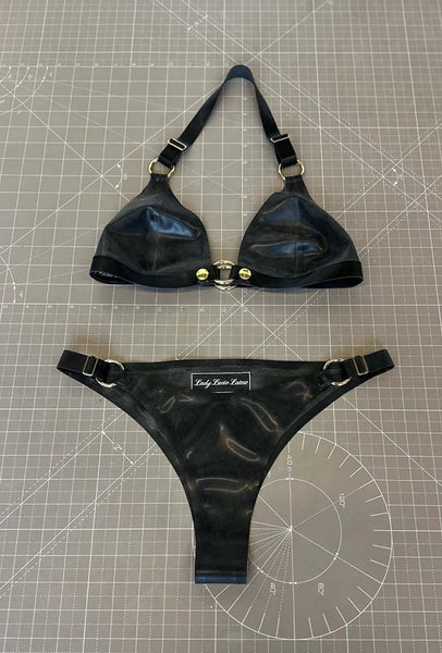 O Ring Bikini Bottoms Black + Gold - Ready to Ship