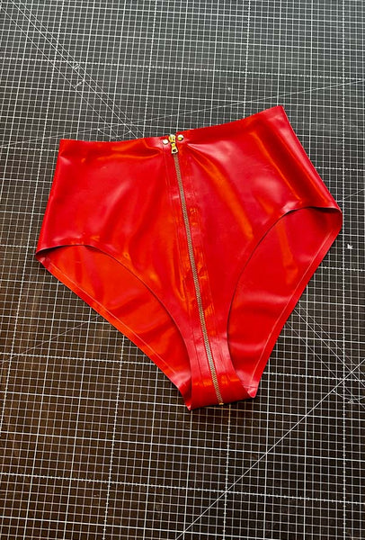 Zip Through Knickers - Red & Gold - L/Tall Fit - Ready to Ship