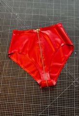 Zip Through Knickers - Red & Gold - L/Tall Fit - Ready to Ship