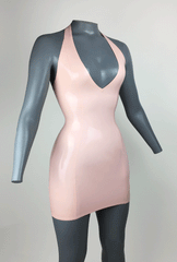 Deep V Mini Dress - Small - Semi-Transparent Pink - Sample Sale