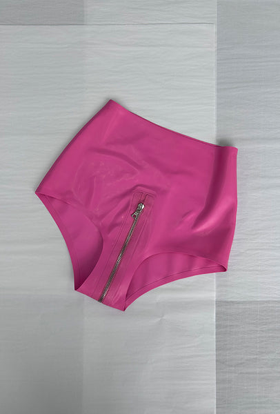 Zipper Low Leg Knickers Bubblegum Pink + Silver Size XXS / UK6 - SAMPLE SALE