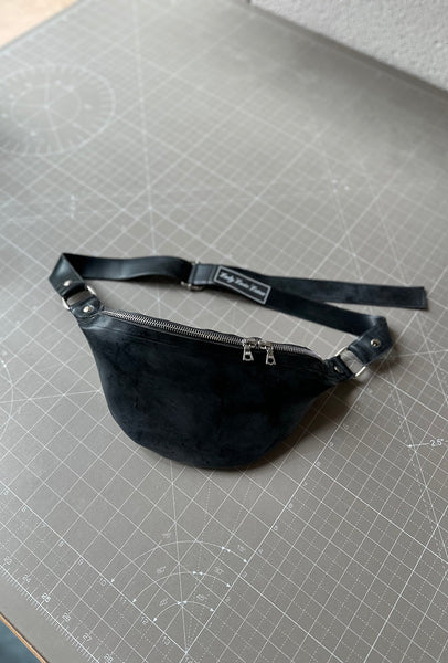 Zipper Bum Bag - Black & Silver