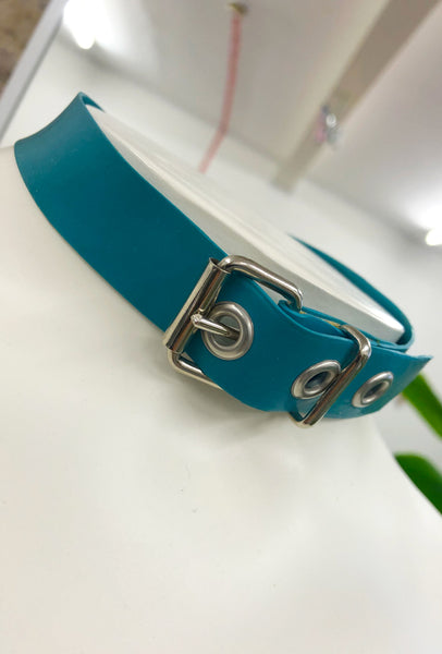 One Off Buckle Collar Vibrant Turquoise + Silver Size XS