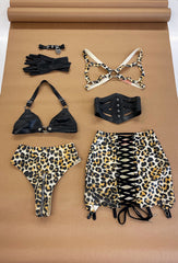 Bettie Leopard Lace Up Suspender