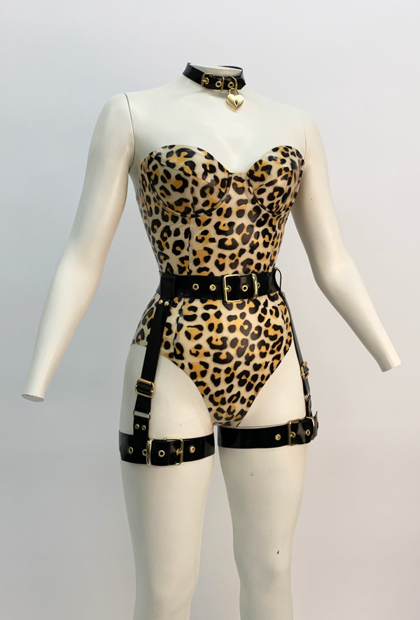 Latex Leopard Bralette With Keyhole Design - Tight Side Latex