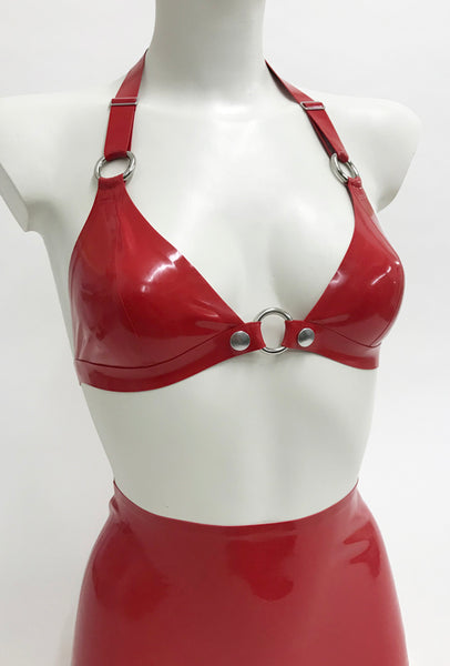 O Ring Bikini Top - Red+Silver - 36C