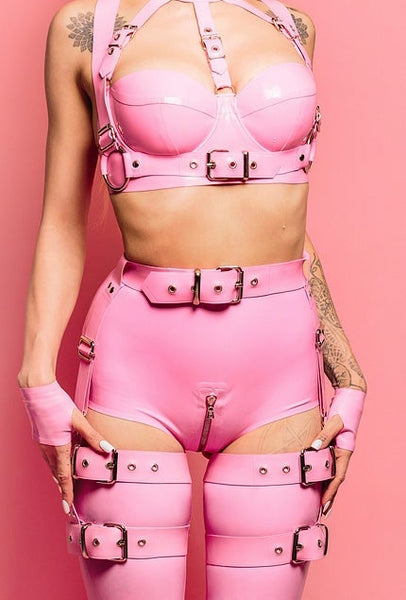 Zipper Low Leg Knickers - Bubblegum Pink + Silver - S - Sample Sale